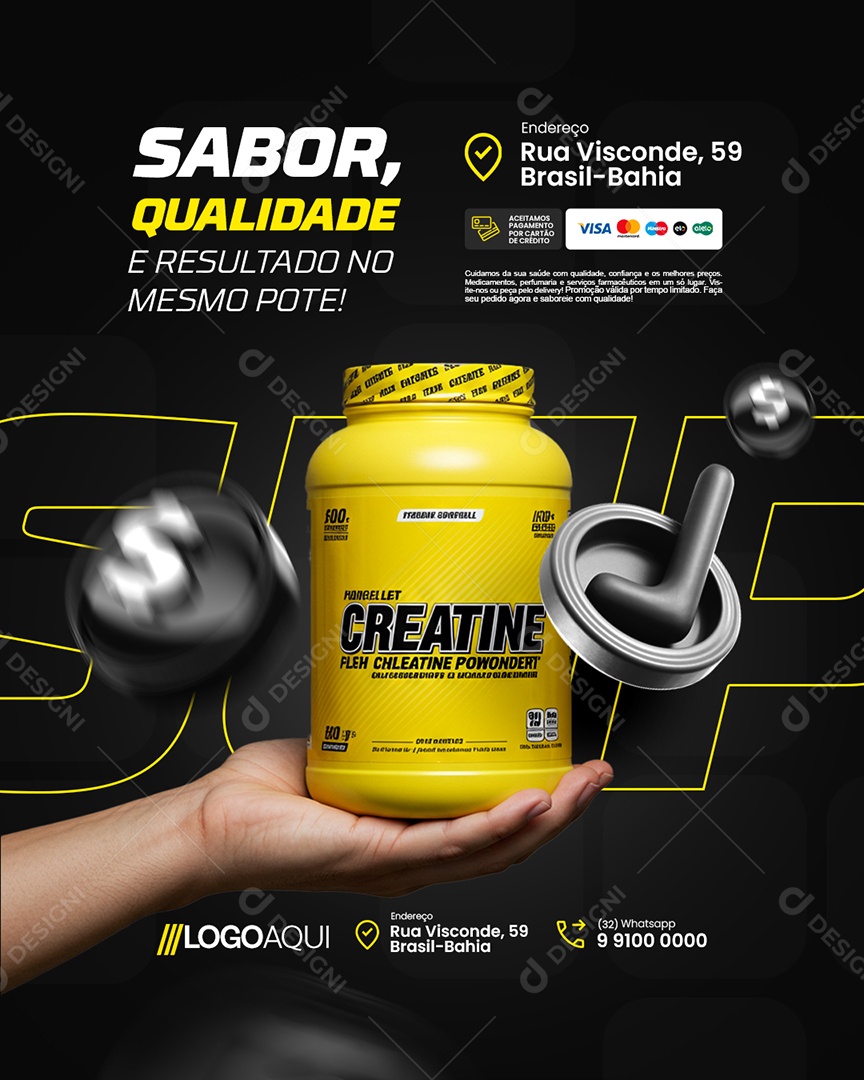 Loja de Suplementos Sabor Qualidade Social Media PSD Editável