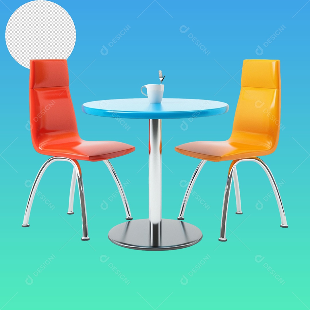 Elemento 3D Cadeiras e Mesa Para Composição PSD
