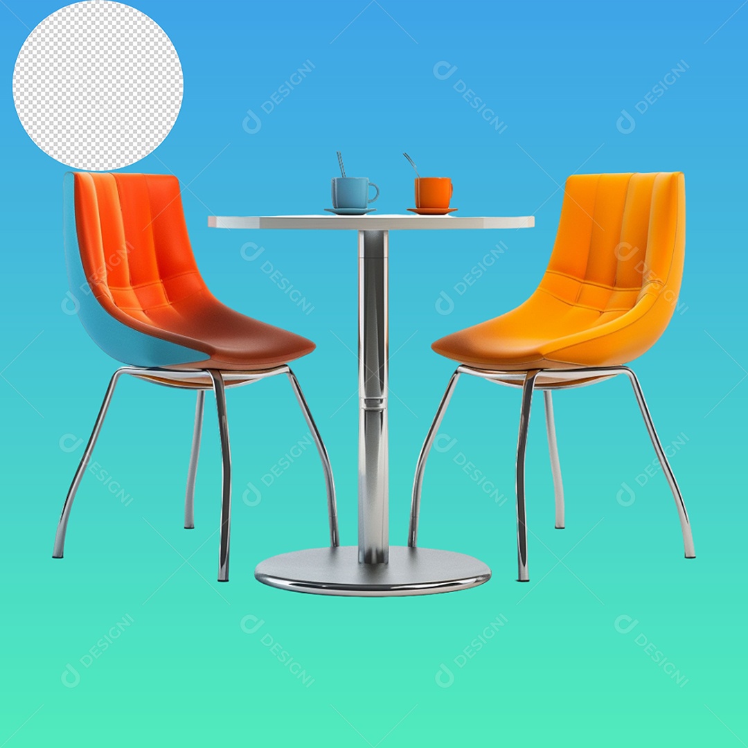 Elemento 3D Cadeiras e Mesa Para Composição PSD