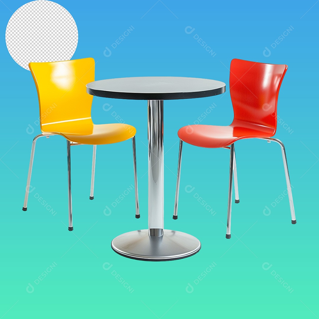 Elemento 3D Cadeiras e Mesa Para Composição PSD