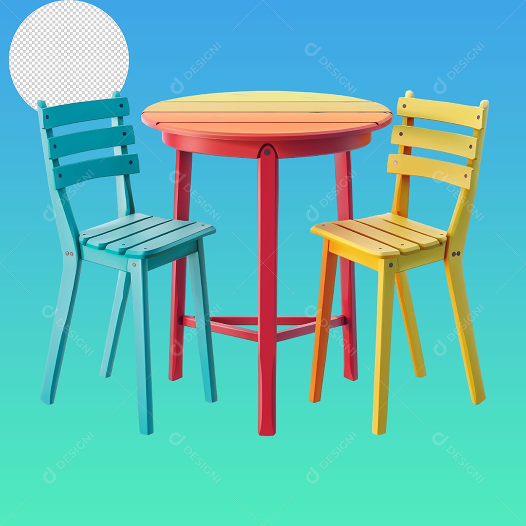 Elemento 3D Cadeiras e Mesa Para Composição PSD