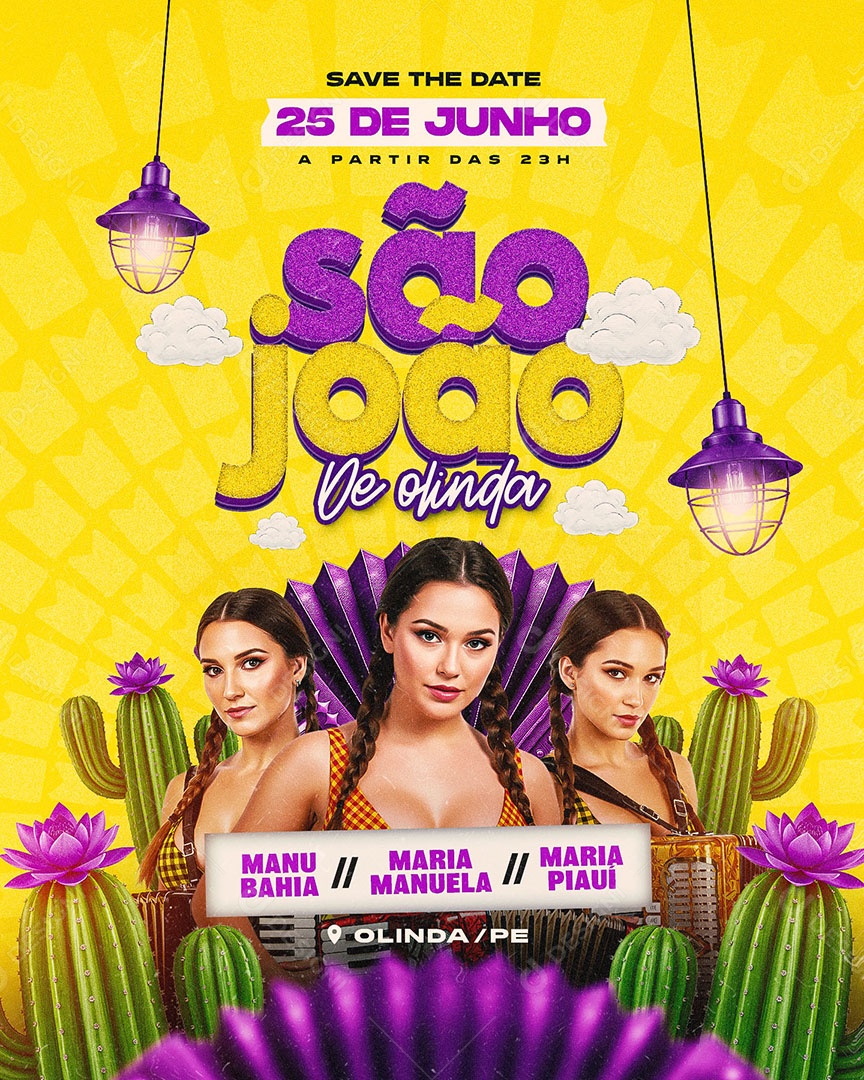 Flyer São João De Olinda Feed Social Media PSD Editável