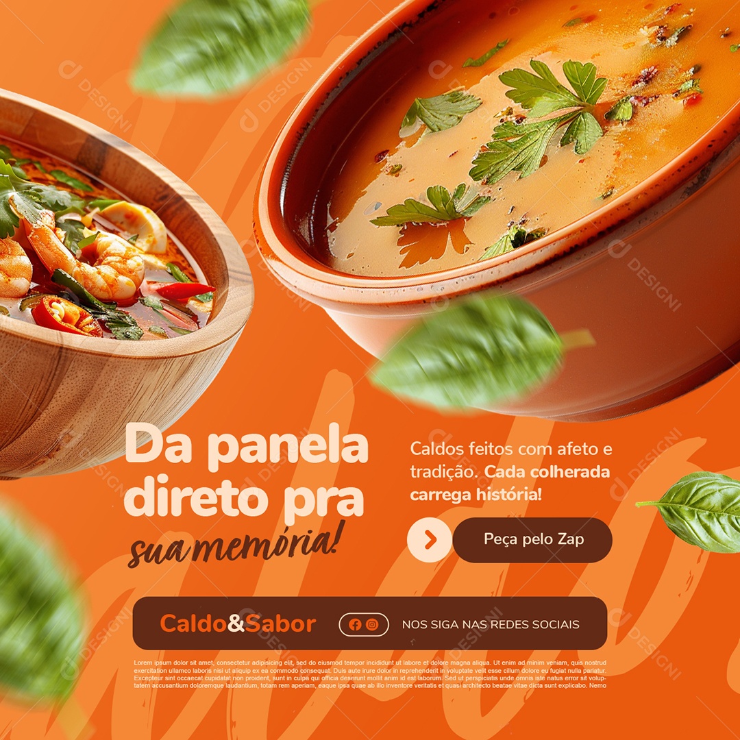 Caldo Da Panela Direto pra Sua Memória Social Media PSD Editável
