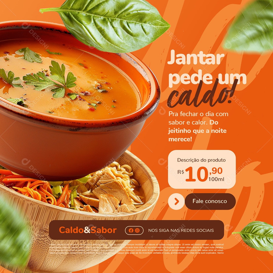 Jantar Pede um Caldo Social Media PSD Editável