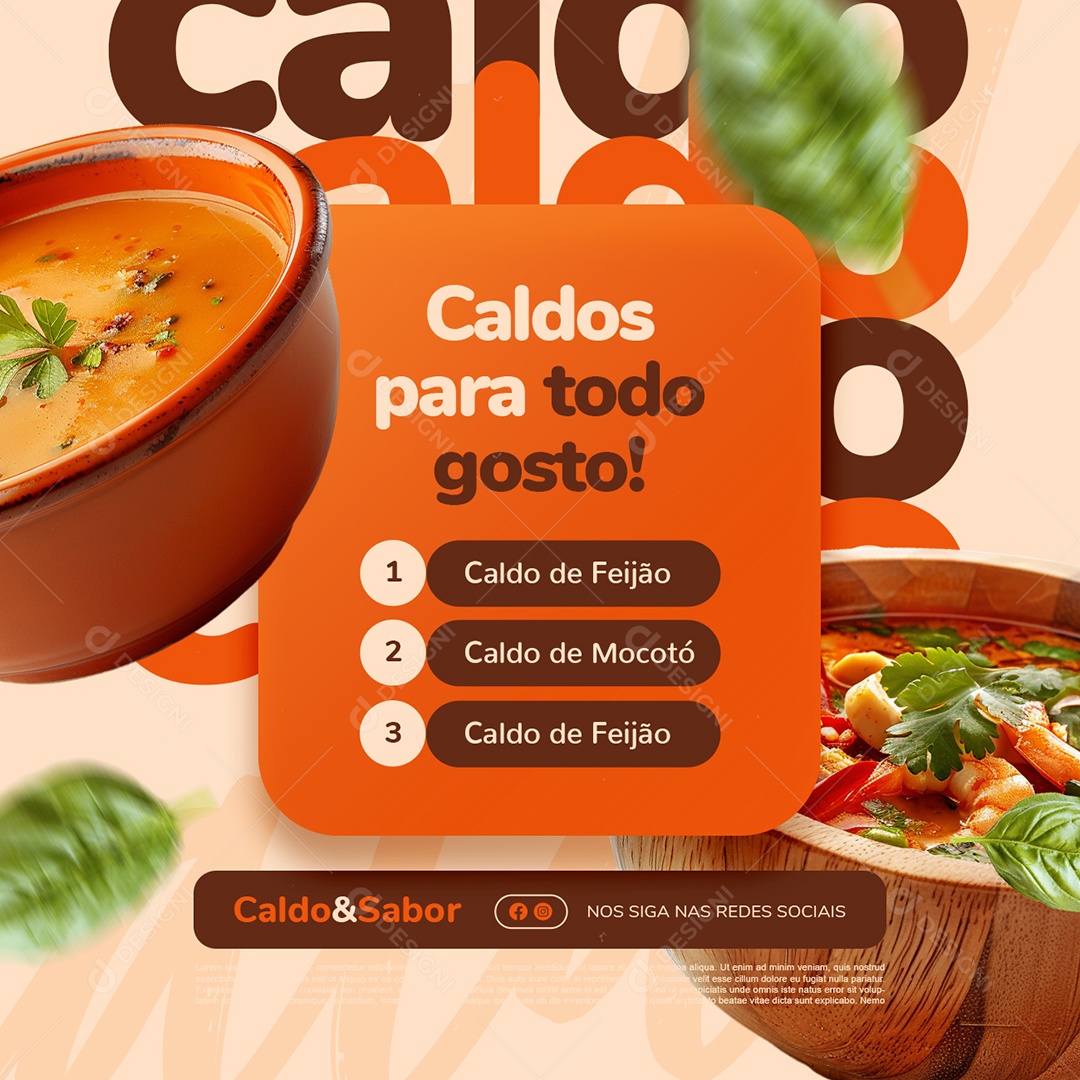 Caldos para Todo Gosto Social Media PSD Editável