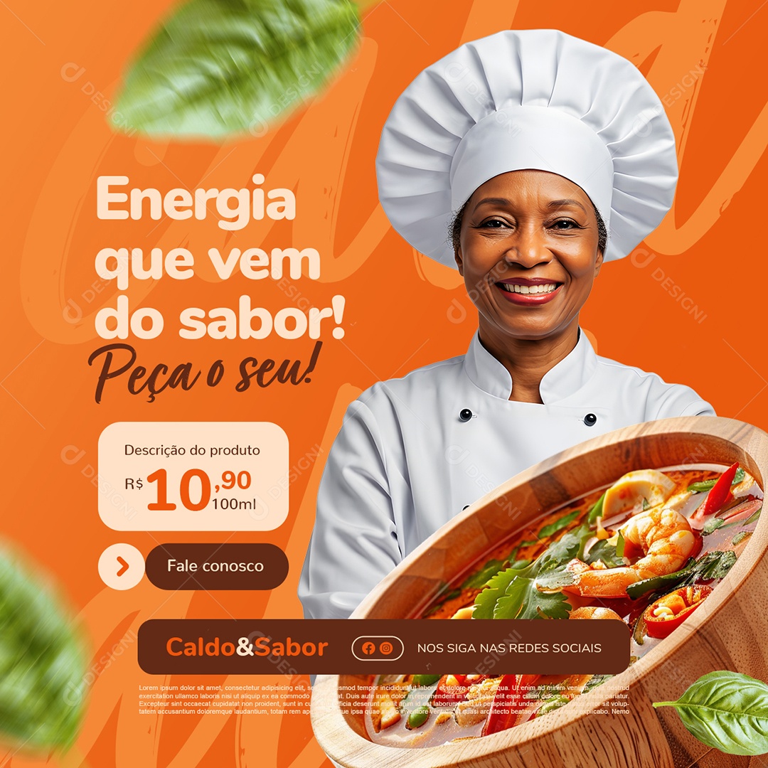 Caldo Energia Que Vem do Sabor Social Media PSD Editável
