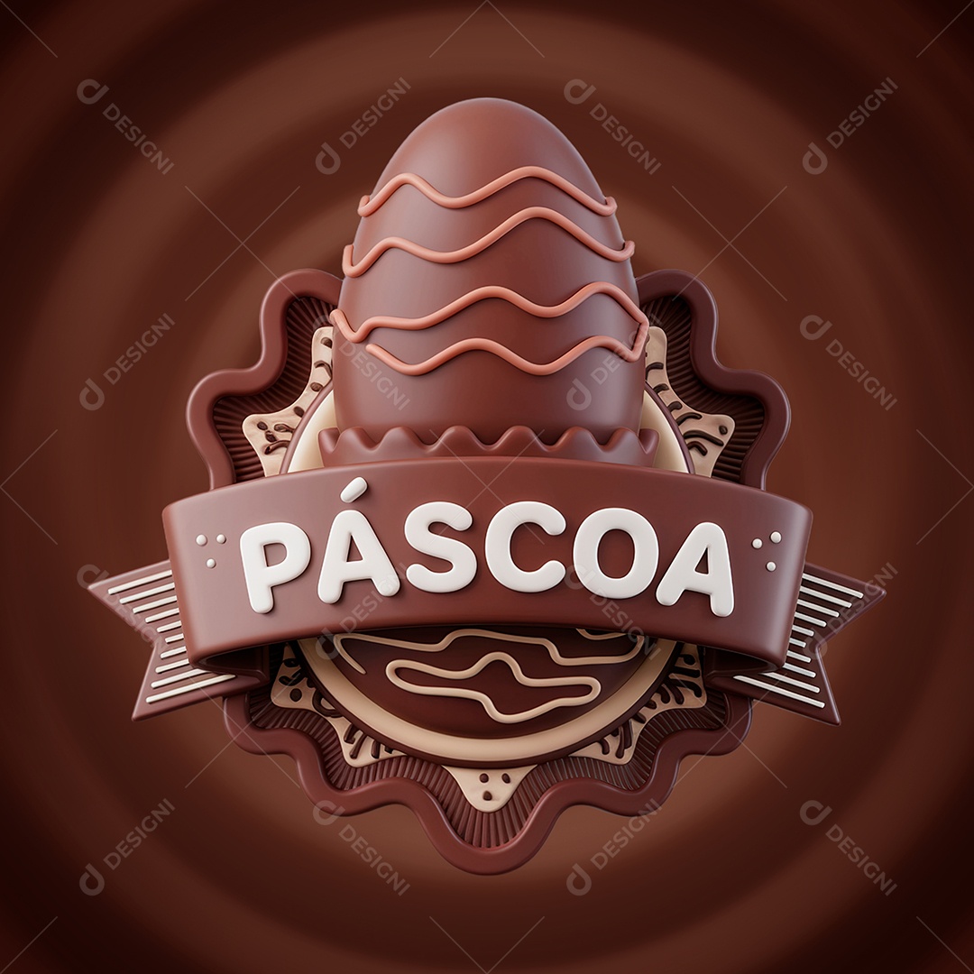 Páscoa Selo 3D para Composição PSD