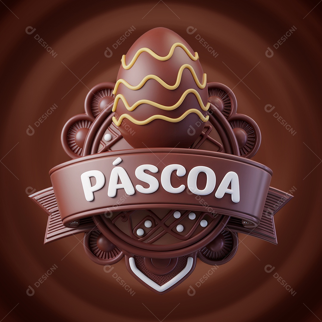 Páscoa Selo 3D para Composição PSD