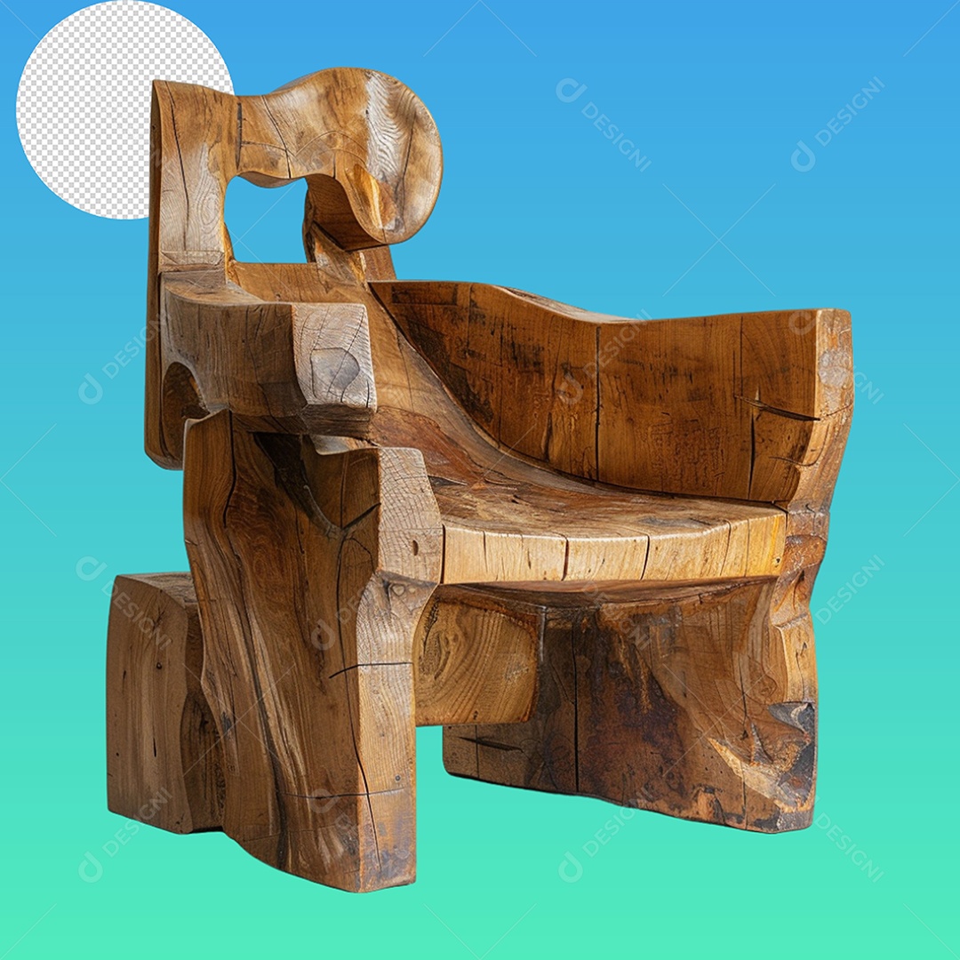 Elemento 3D Cadeira de Madeira Para Composição PSD