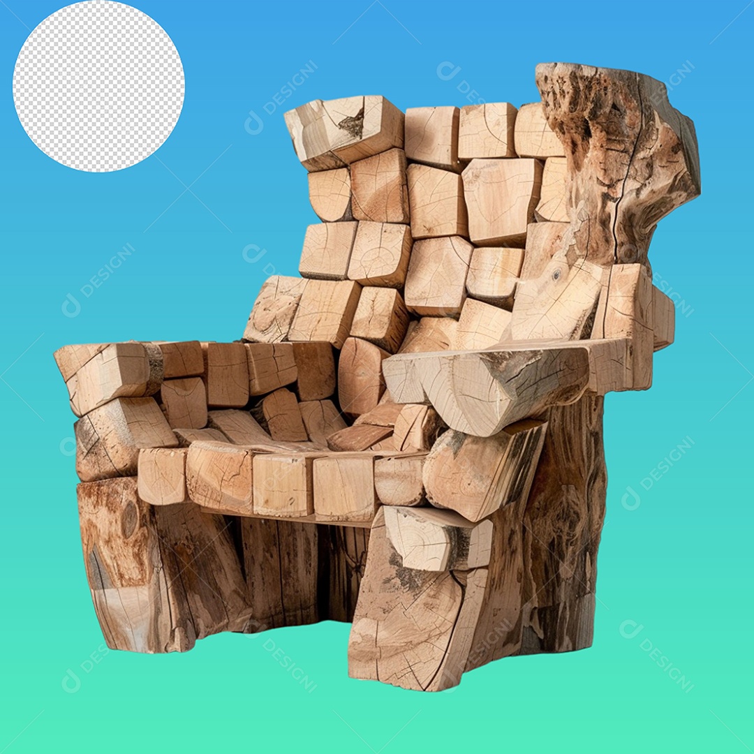 Elemento 3D Cadeira de Madeira Para Composição PSD