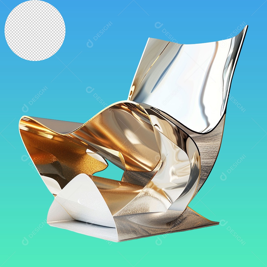 Elemento 3D Cadeira de Metal Para Composição PSD