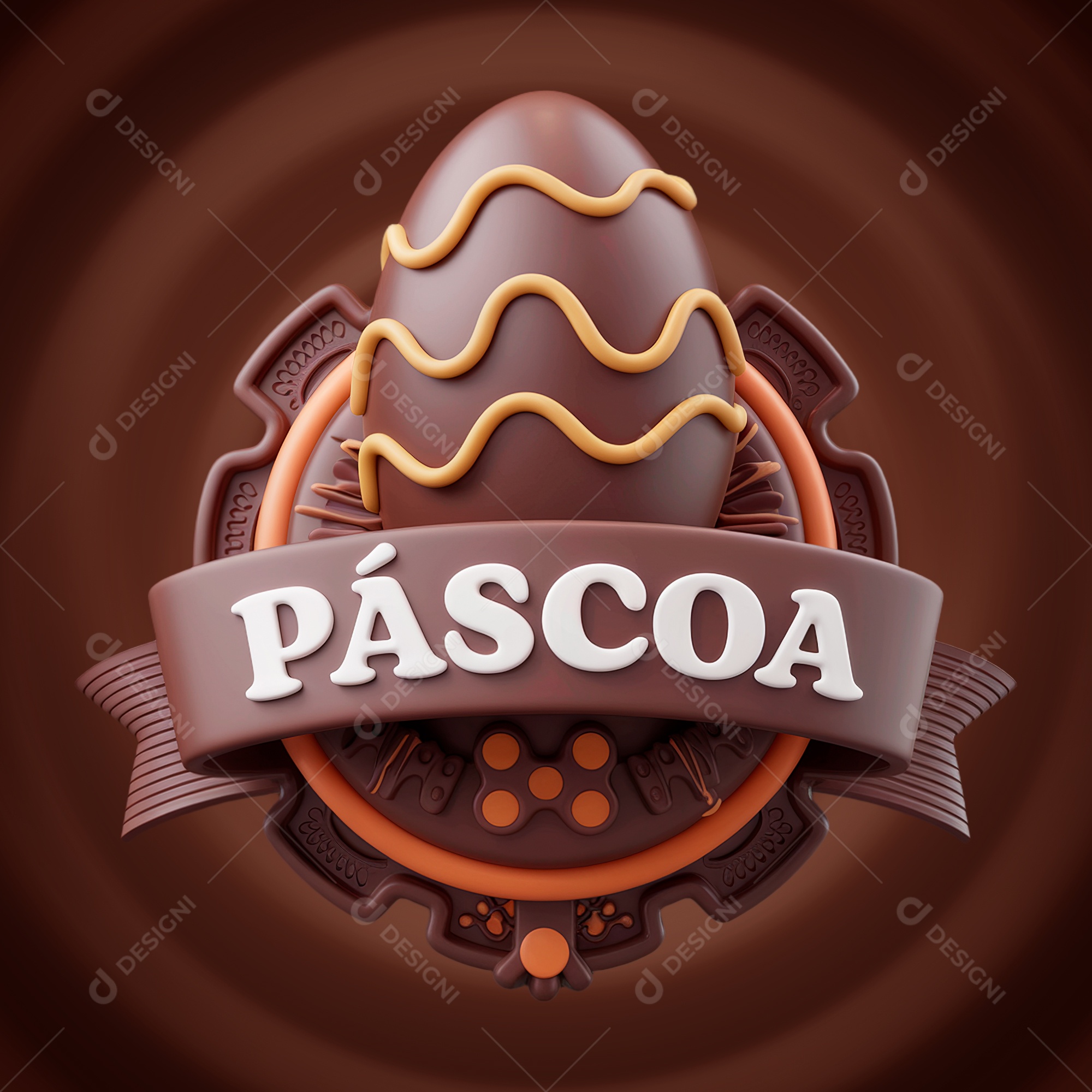 Páscoa Selo 3D para Composição PSD