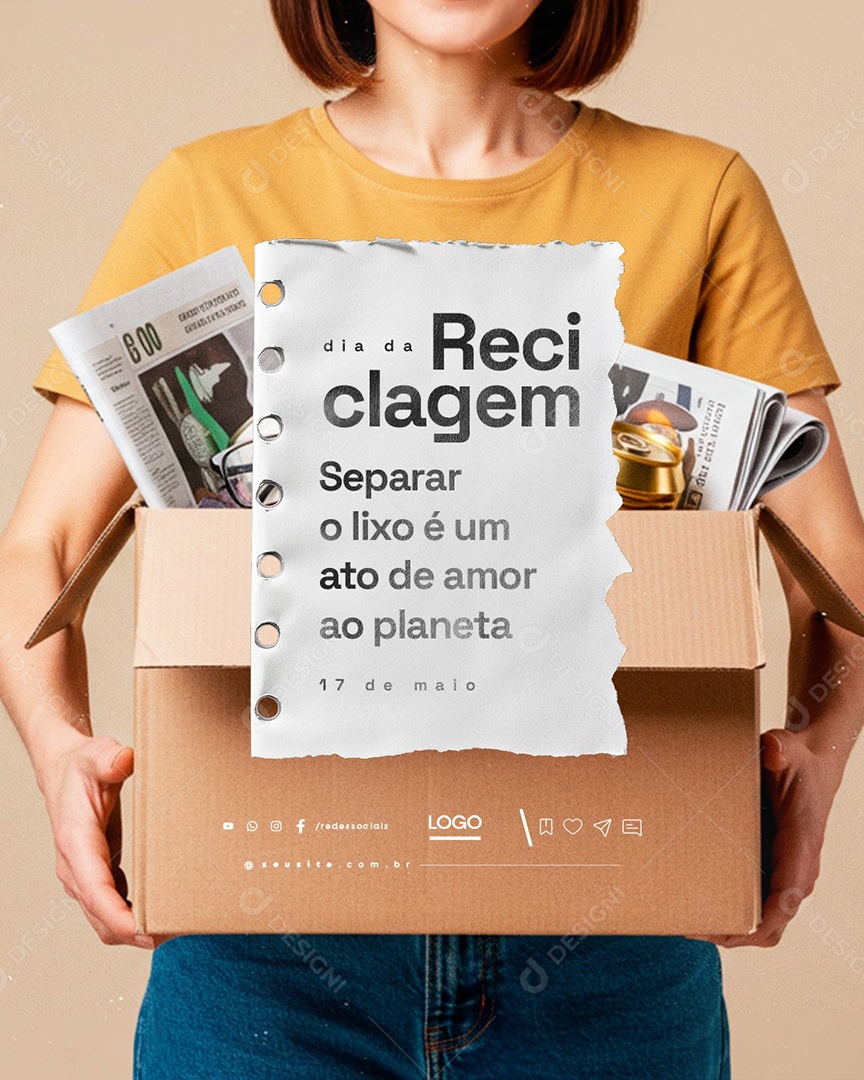 Dia da Reciclagem 17 de Maio Social Media PSD Editável