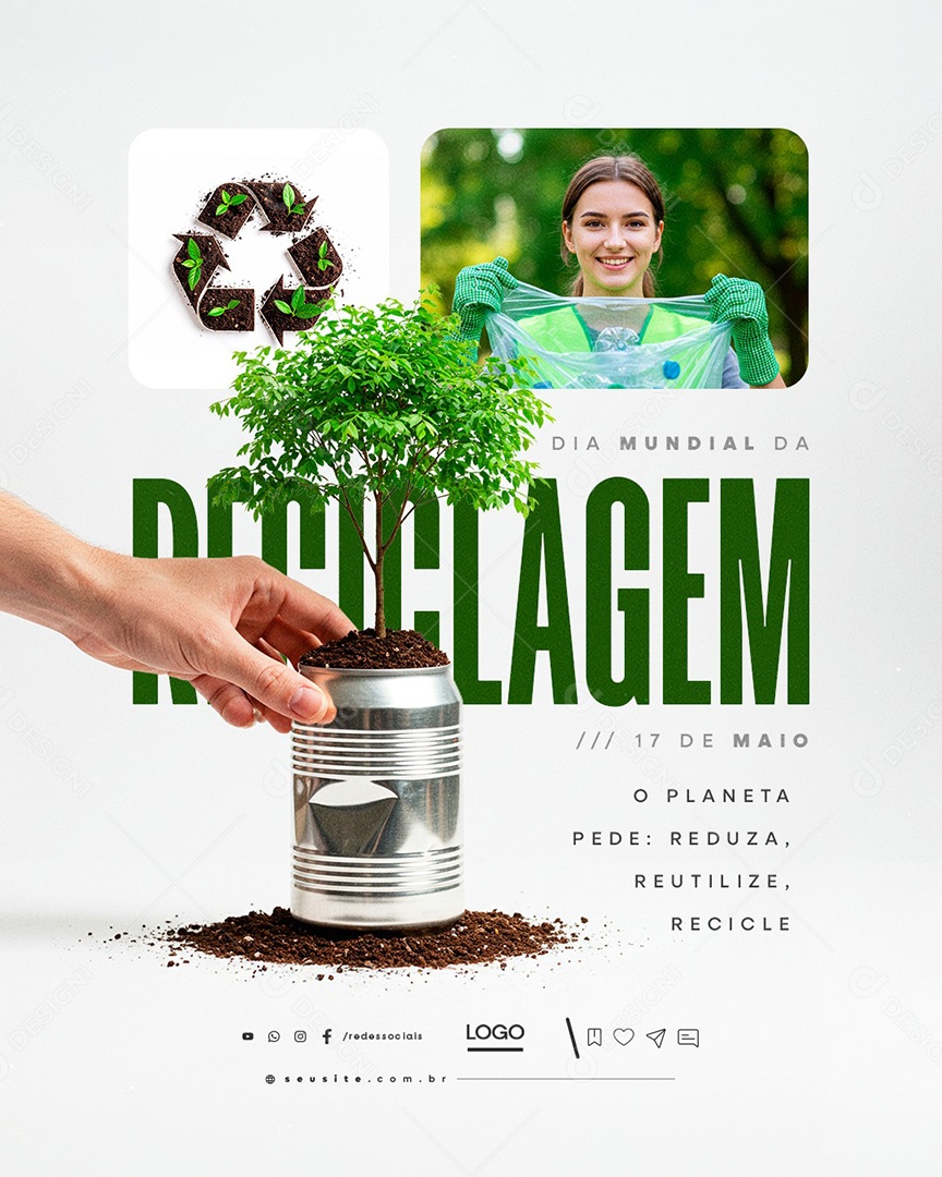 Dia da Reciclagem 17 de Maio Social Media PSD Editável