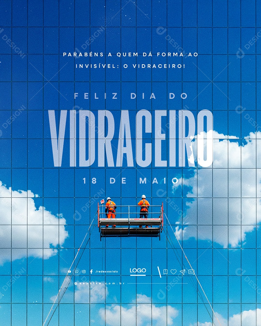 Feliz Dia do Vidraceiro 18 de Maio Social Media PSD Editável