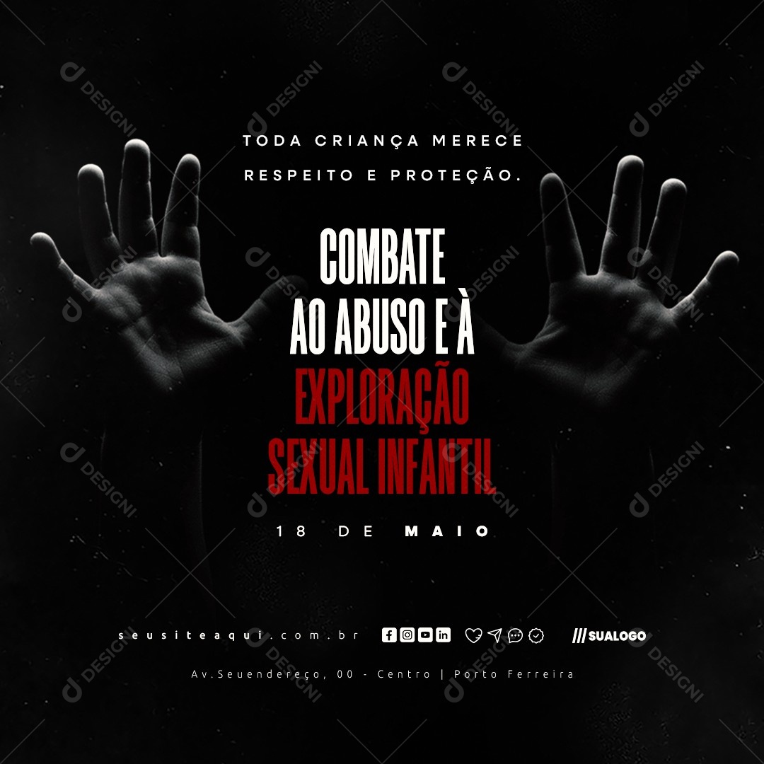 Dia do Combate ao Abuso Sexual Infantil 18 de Maio Social Media PSD Editável
