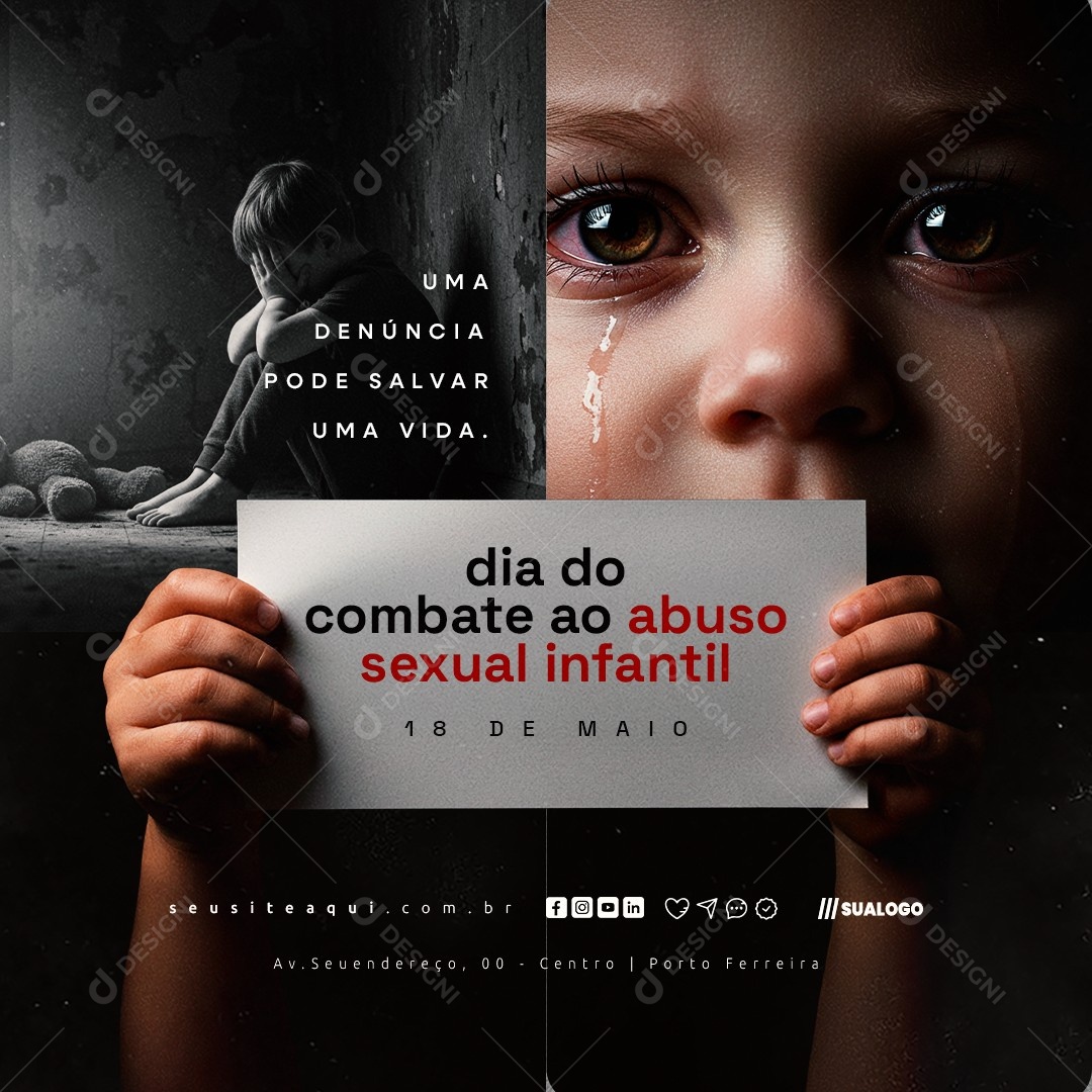 Dia do Combate ao Abuso Sexual Infantil 18 de Maio Social Media PSD Editável