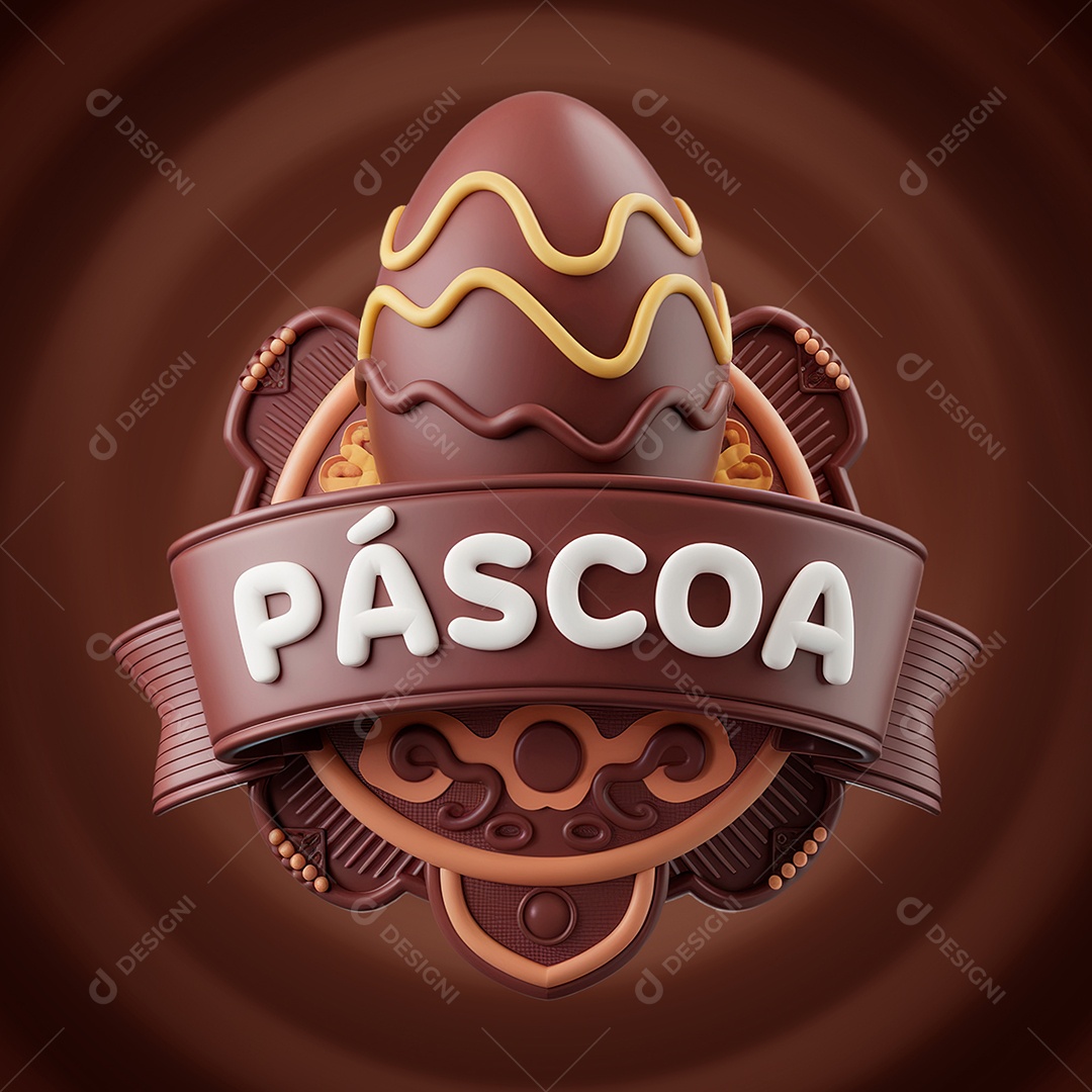 Páscoa Selo 3D para Composição PSD