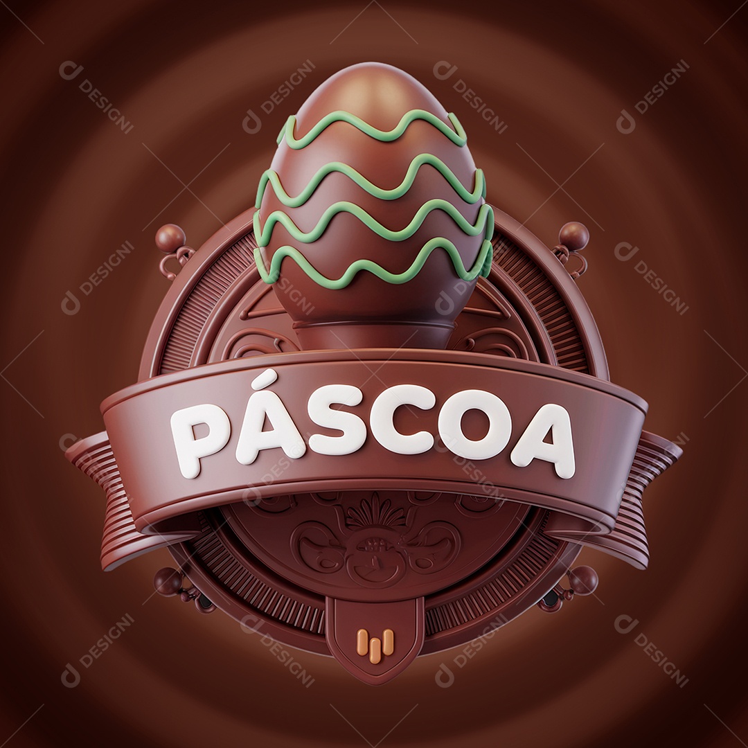 Páscoa Selo 3D para Composição PSD