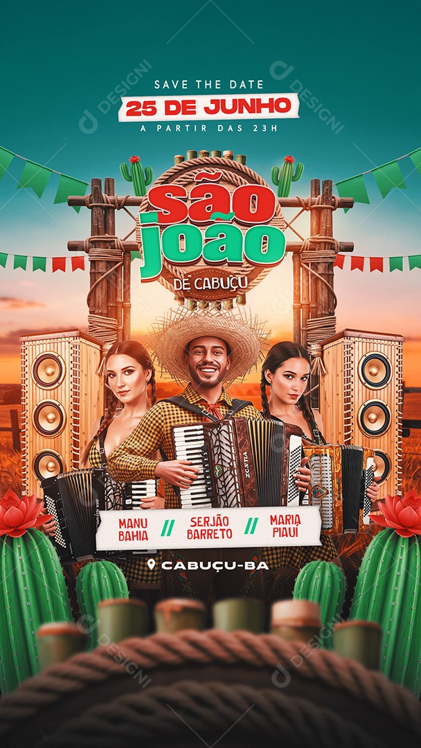 Flyer São João De Cabuçu Story Social Media PSD Editável