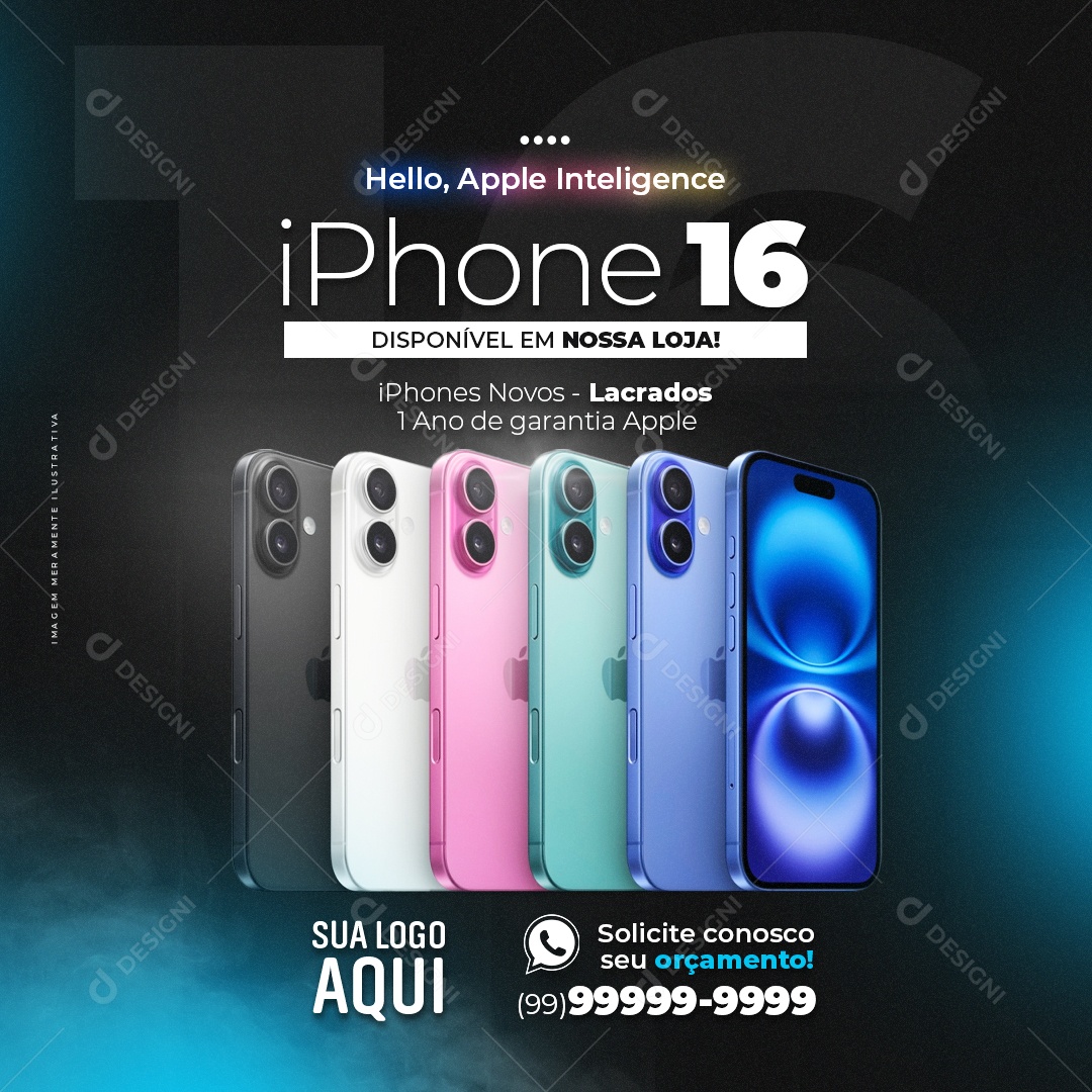 Loja de Celular Olá Apple Intelligence Iphone 16 Social Media PSD Editável