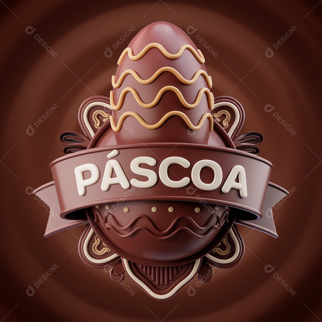 Páscoa Selo 3D para Composição PSD