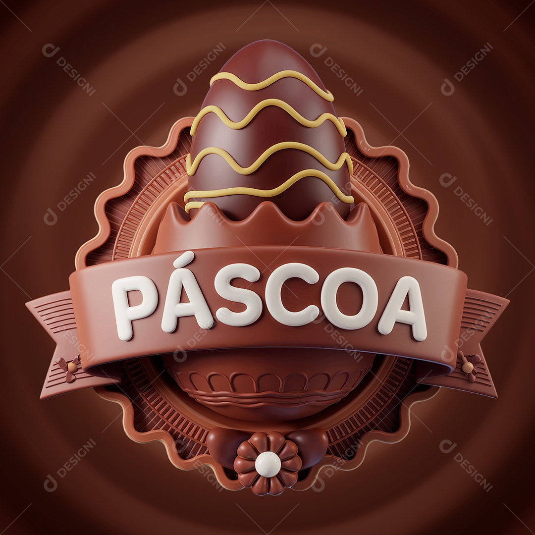 Páscoa Selo 3D para Composição PSD