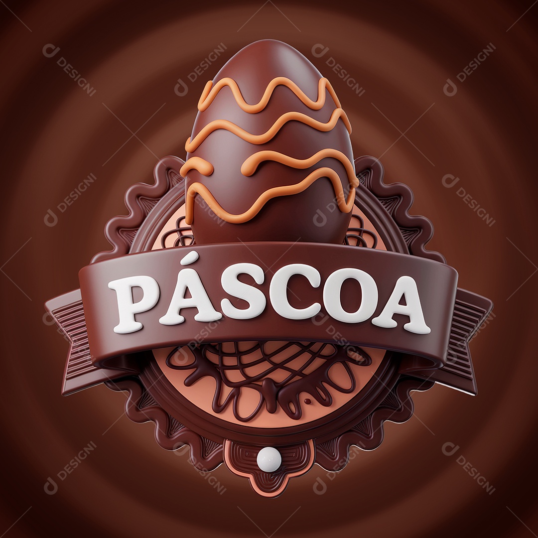 Páscoa Selo 3D para Composição PSD