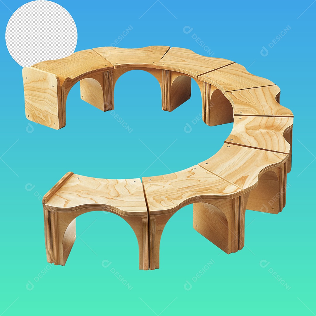 Elemento 3D Banco de Madeira Para Composição PSD