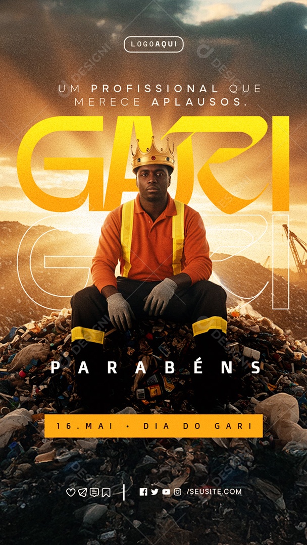 Story Dia do Gari 16 de Maio Social Media PSD Editável