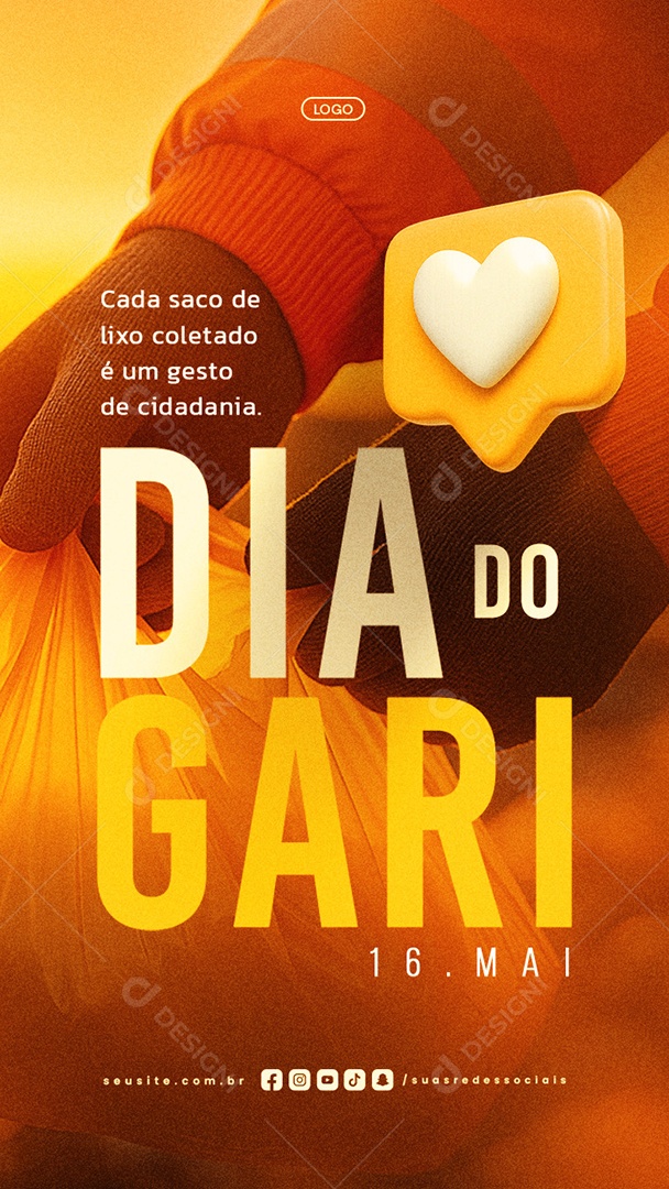 Story Dia do Gari 16 de Maio Social Media PSD Editável