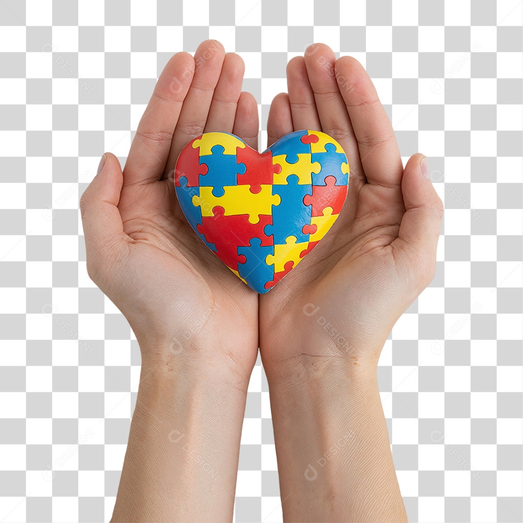 Mãos Segurando Coração Colorido Simbolizando Inclusão PNG Transparente