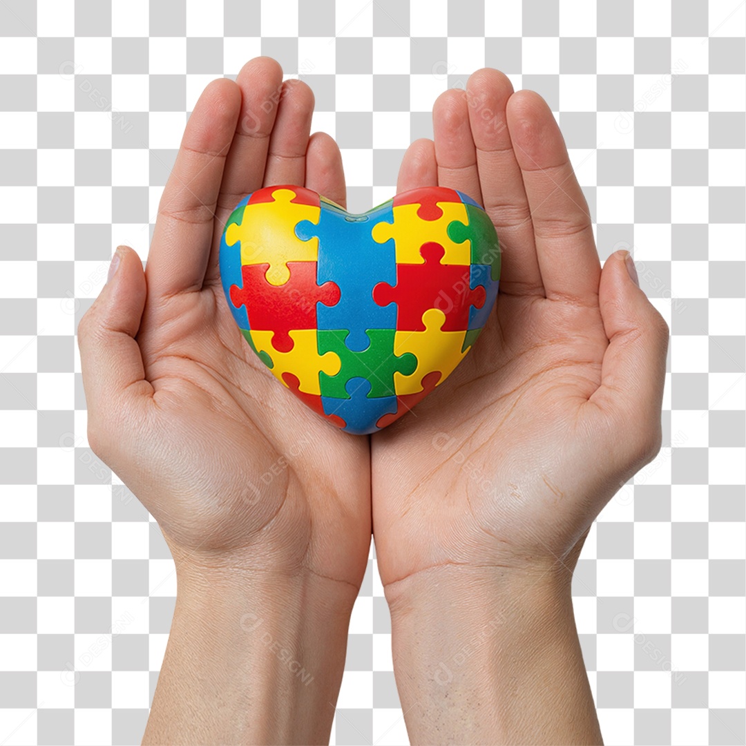 Mãos Segurando Coração Colorido Simbolizando Inclusão PNG Transparente