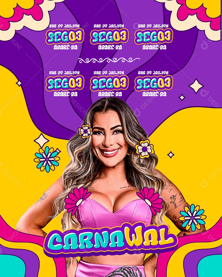 Feed Flyer Agenda de Shows Carnaval Walkyria Social Media PSD Editável