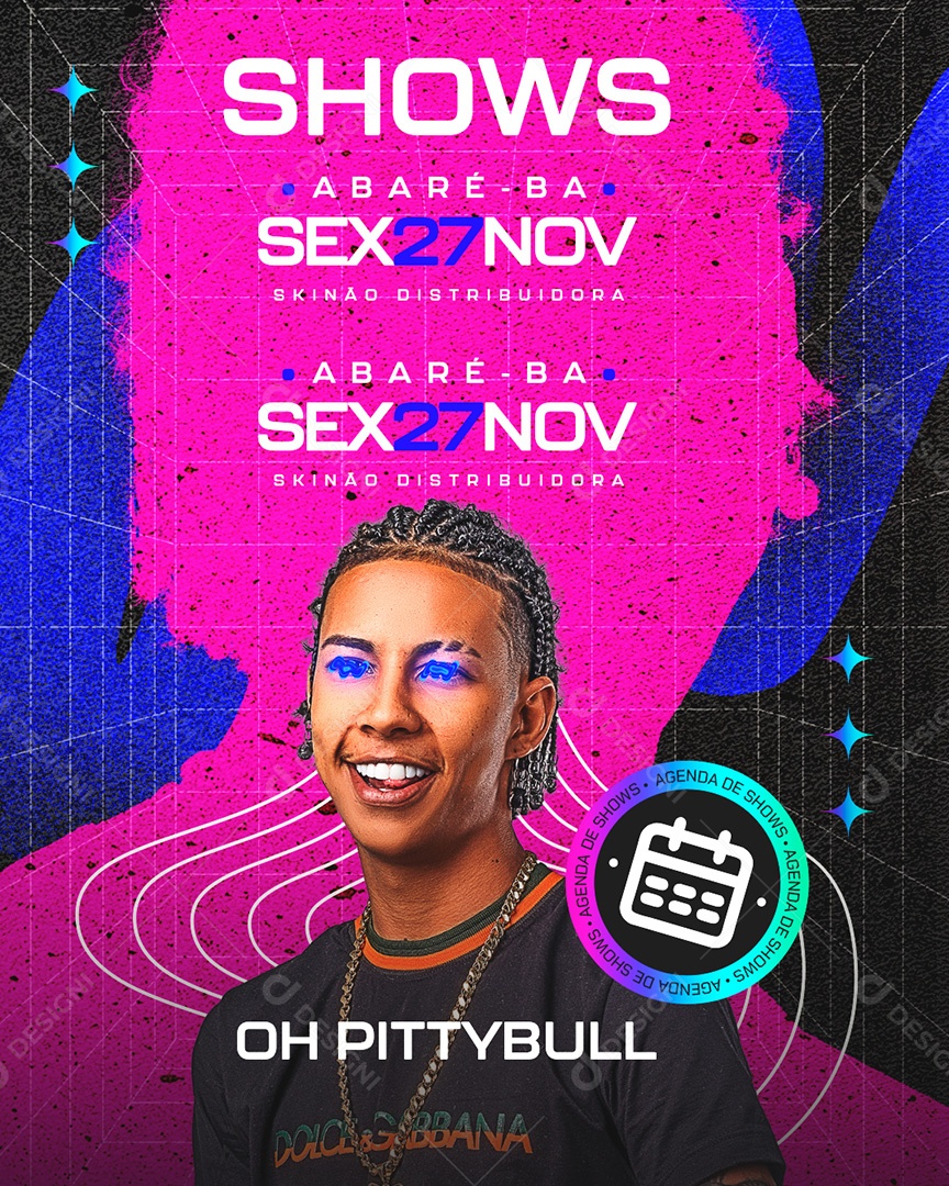 Feed Flyer Agenda de Shows Oh Pittybull Social Media PSD Editável