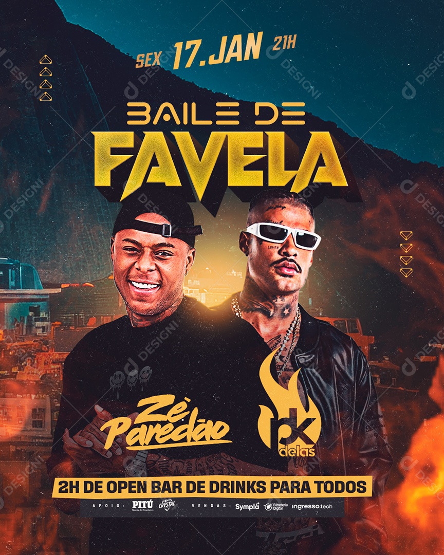 Feed Flyer Evento Baile de Favela Social Media PSD Editável