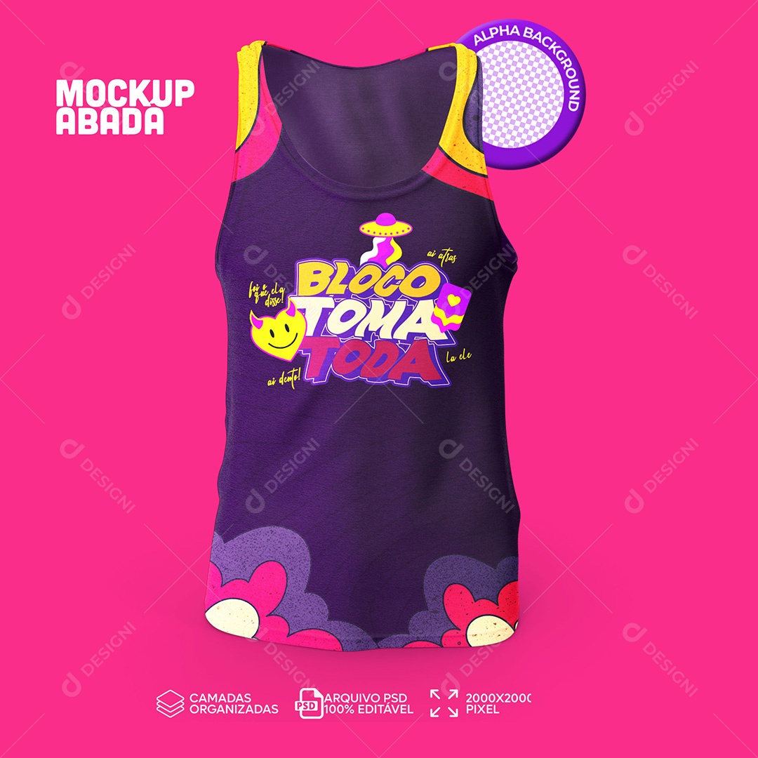 Mockup Abadá Frente Bloco Toma Toda para Composição PSD