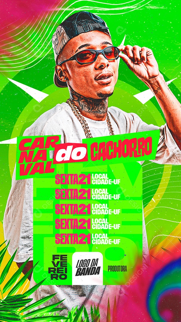 Story Flyer Agenda de Shows Carnaval Cachorro Social Media PSD Editável