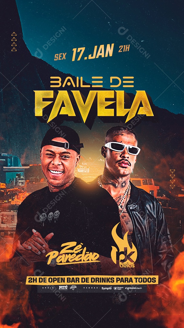 Story Flyer Evento Baile de Favela Social Media PSD Editável