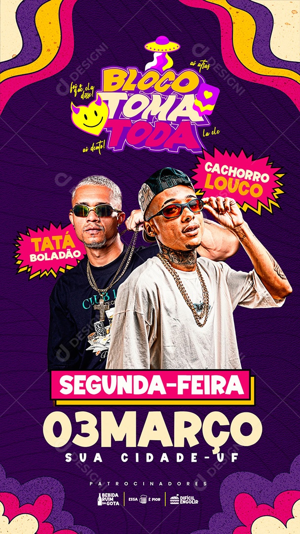 Story Flyer Evento de Carnaval Bloco Toma Todas Social Media PSD Editável
