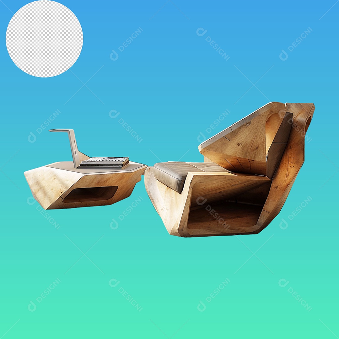 Elemento 3D Movéis de Madeira Para Composição PSD
