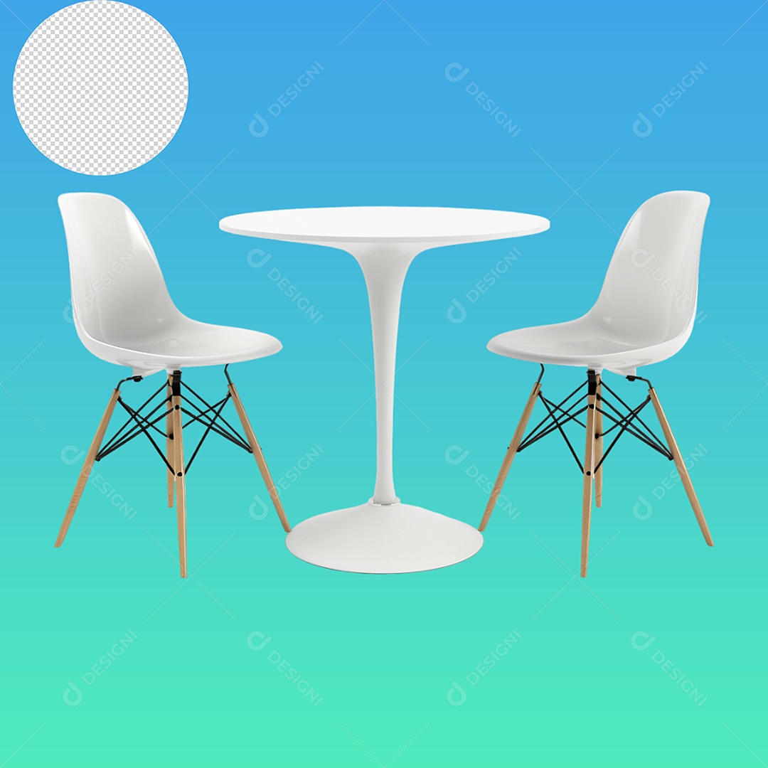 Elemento 3D Cadeiras e Mesa Para Composição PSD
