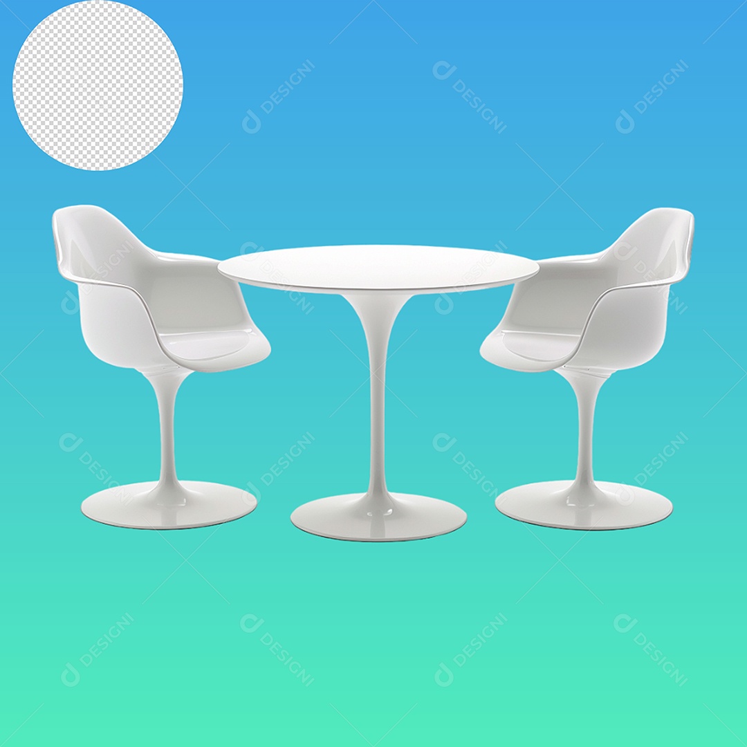 Elemento 3D Cadeiras e Mesa Para Composição PSD