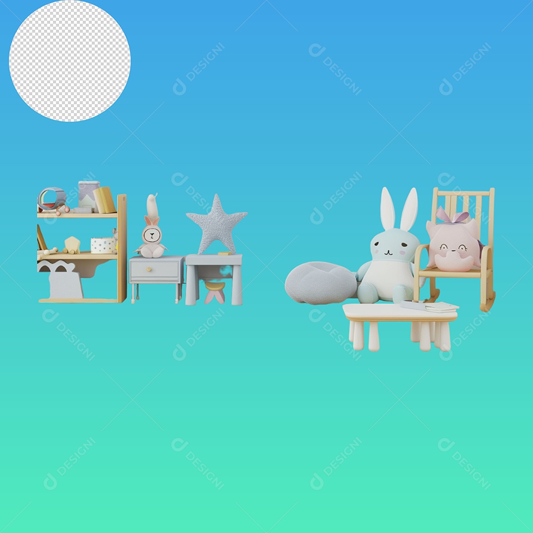 Elemento 3D Conjunto de Brinquedos Para Composição PSD