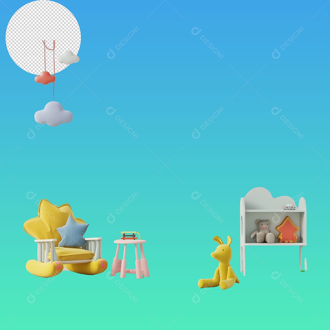 Elemento 3D Conjunto de Brinquedos Para Composição PSD