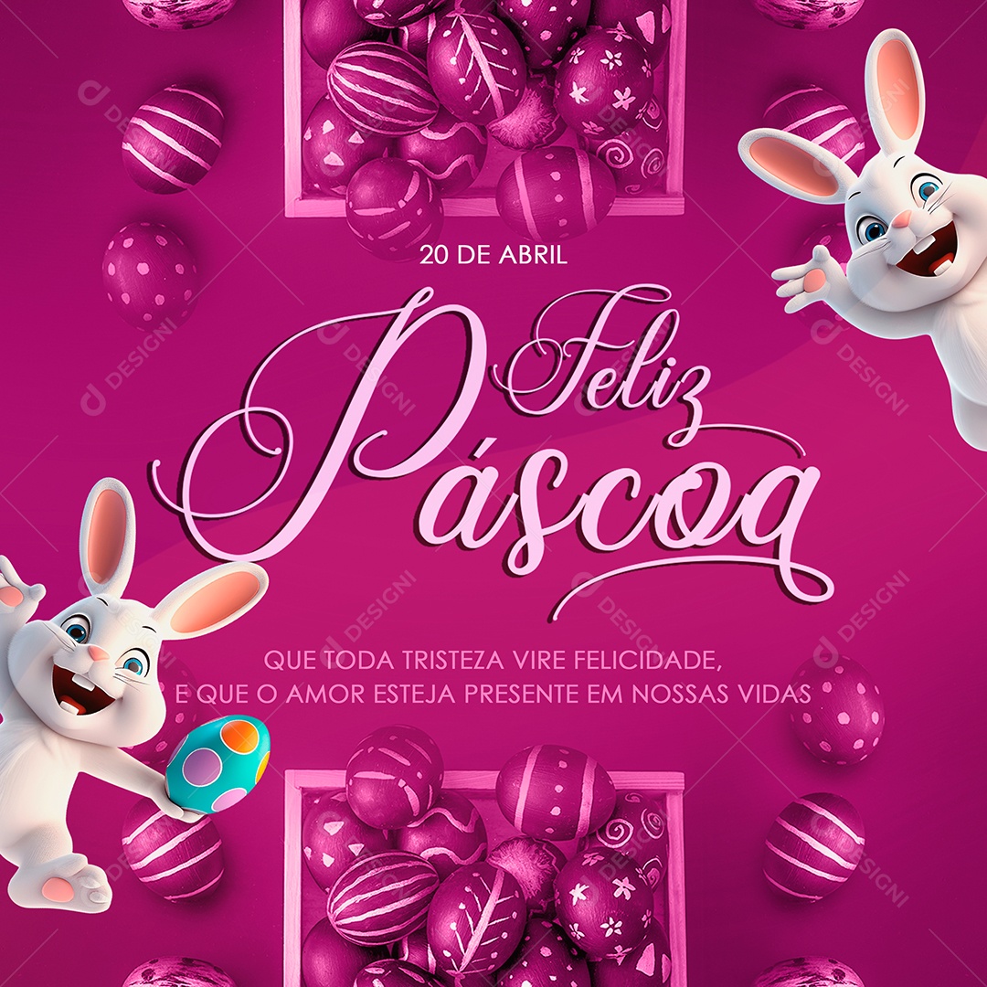 Feliz Páscoa 20 de Abril Social Media PSD Editável