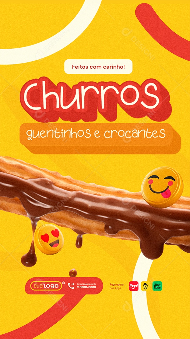 Story Churros Quentinhos e Crocantes Social Media PSD Editável