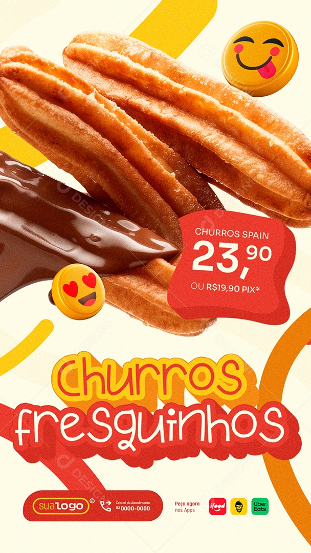 Story Churros Fresquinhos Social Media PSD Editável