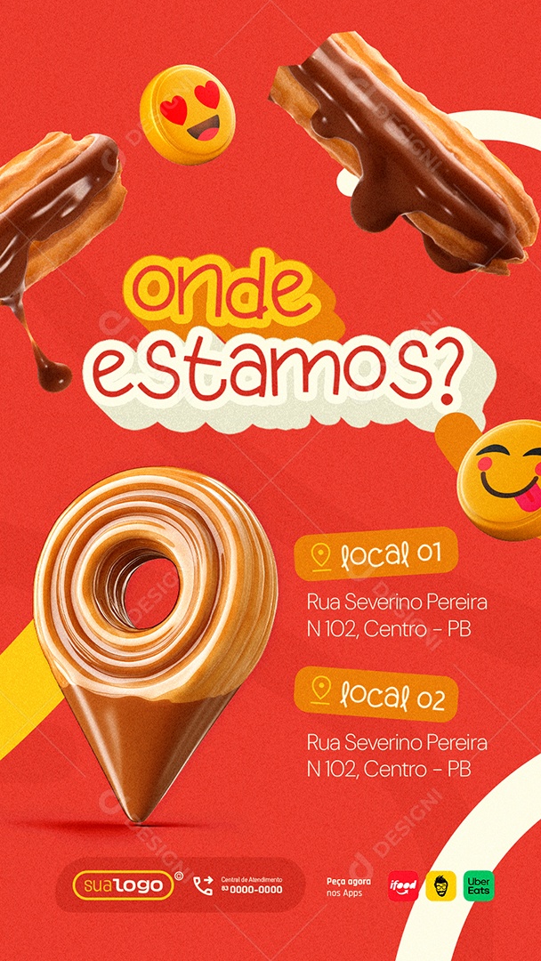 Story Churros Onde Estamos Social Media PSD Editável