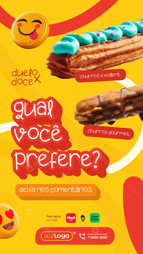 Story Churros Duelo Doce Qual Você Prefere Social Media PSD Editável